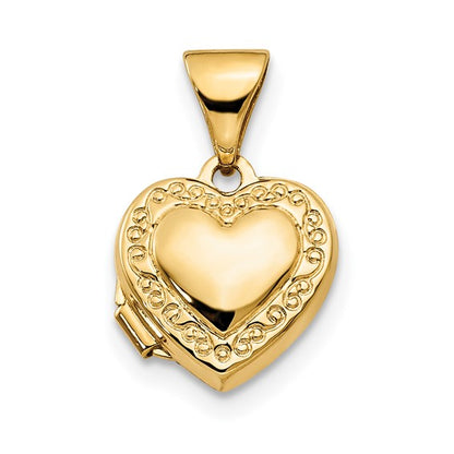 10k Scroll Border Heart Locket