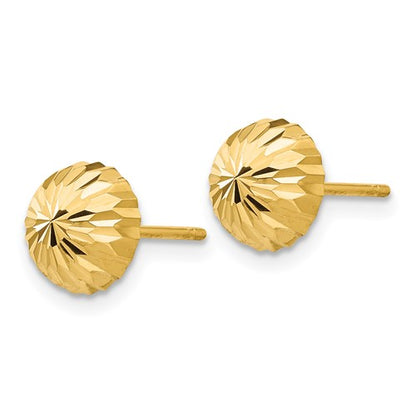 10k Gold Diamond-cut 8mm Domed Post Earrings