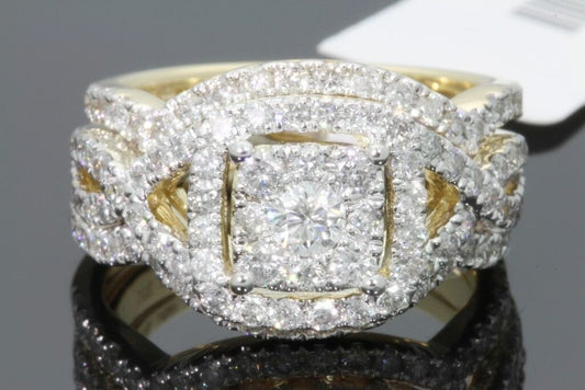 10K YELLOW GOLD 2 CARAT WOMEN DIAMOND ENGAGEMENT RING 2 WEDDING BANDS BRIDAL SET