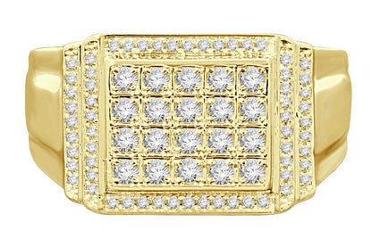 10K YELLOW GOLD .70 CARAT MENS REAL DIAMOND ENGAGEMENT WEDDING PINKY RING BAND