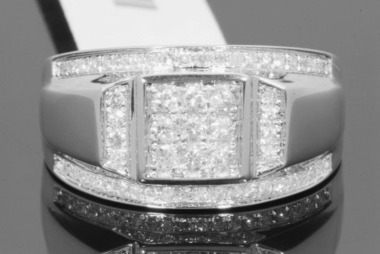 10K SOLID WHITE GOLD .75 CARAT REAL DIAMOND ENGAGEMENT RING WEDDING PINKY BAND