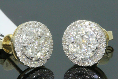 10K YELLOW GOLD 1.25 CARAT MENS/WOMENS 10 mm 100% GENUINE DIAMONDS EARRING STUDS