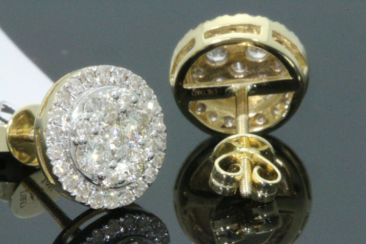 10K YELLOW GOLD 1.25 CARAT MENS/WOMENS 10 mm 100% GENUINE DIAMONDS EARRING STUDS