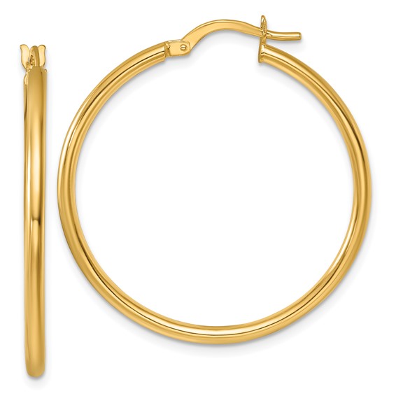 Herco 14K Polished Round Tube Hoop Earrings