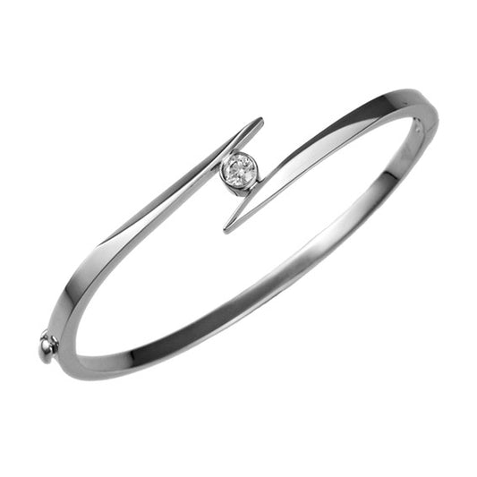 Herco 14K White Gold Diamond Hinged Bangle