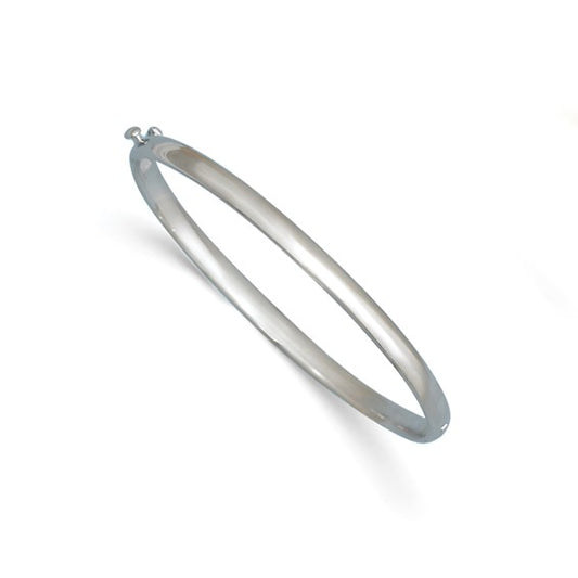 Herco 14K White Gold Solid Domed 4mm Hinged Bangle