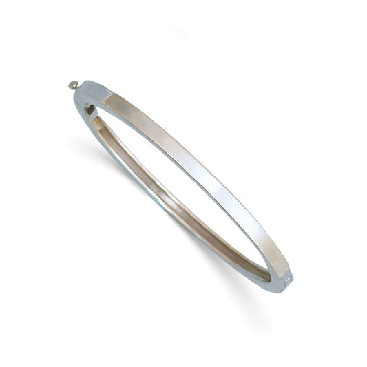 Herco 14K White Gold Solid Flat 3.8mm Hinged Bangle