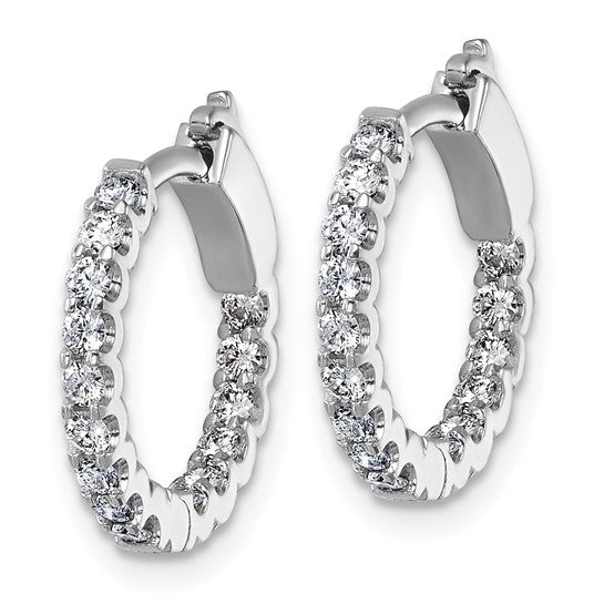 Herco 14K White Gold Diamond Round Hinged Hoop Earrings