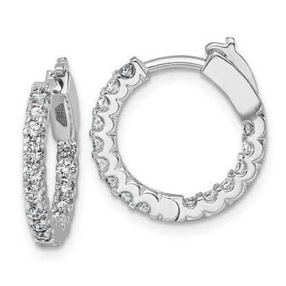 Herco 14K White Gold Diamond Round Hinged Hoop Earrings