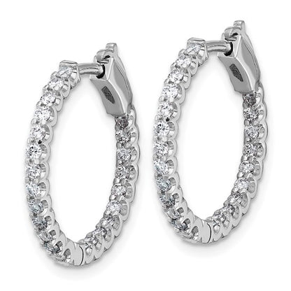 Herco 14K White Gold Diamond Round Hinged Hoop Earrings