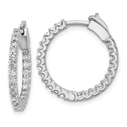 Herco 14K White Gold Diamond Round Hinged Hoop Earrings