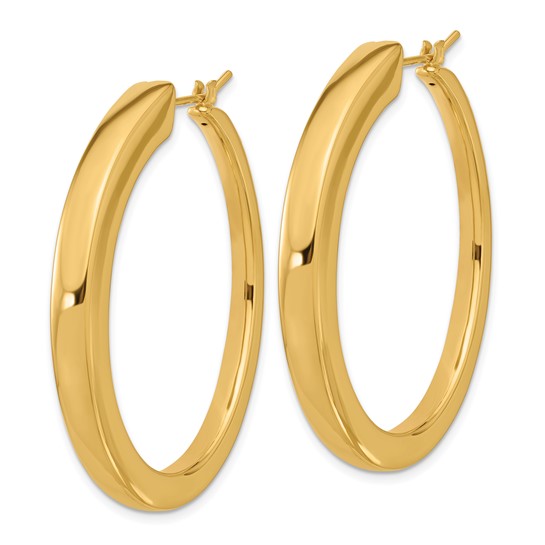 Herco 14K Polished Large Oval Square tube Hoop Earrings