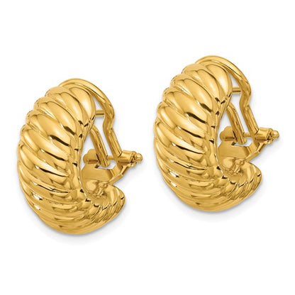 Herco 18K Polished and Grooved Omega Back Earrings