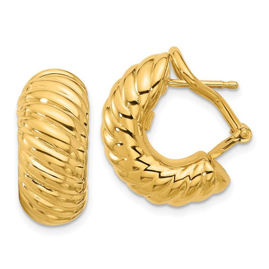 Herco 18K Polished and Grooved Omega Back Earrings