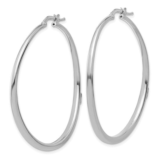 Herco 14K White Gold Polished Curved Round Hoop Earrings