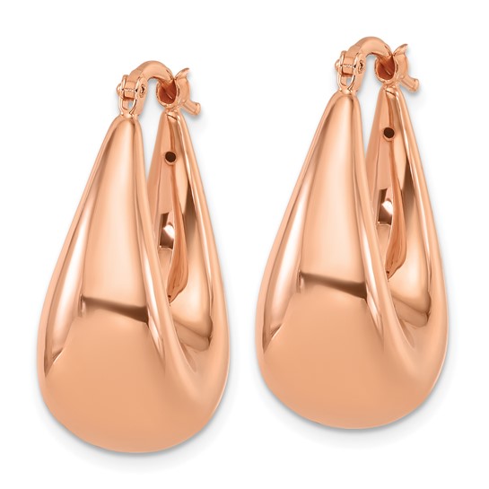 Herco 14K Rose Gold Polished Puffed Graduated Oval Hoop Earring