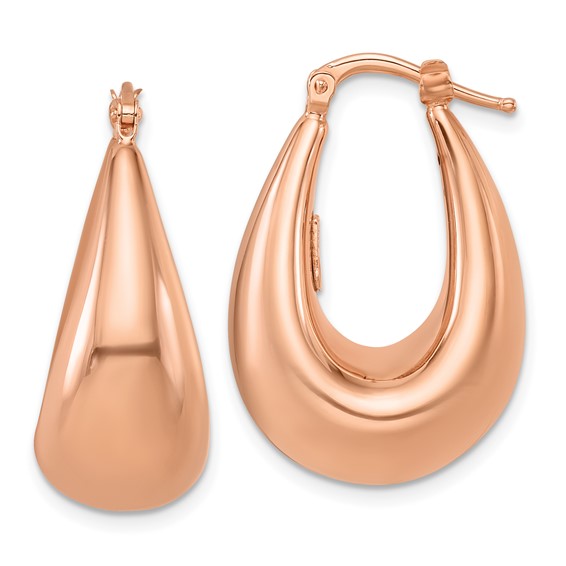 Herco 14K Rose Gold Polished Puffed Graduated Oval Hoop Earring