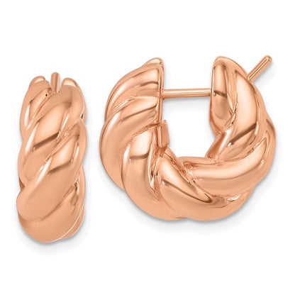 Herco 14K Rose Gold Polished and Twisted Hoop Earrings