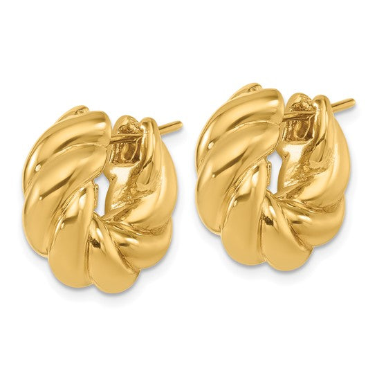 Herco 14K Polished and Twisted Hoop Earrings