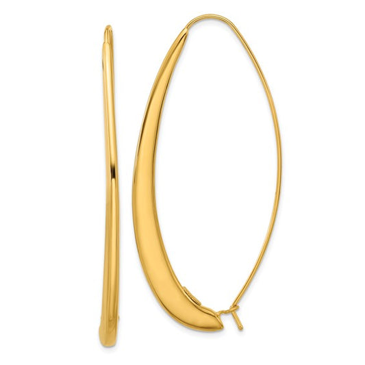Herco 18K Polished Puffed Graduated Oval Wire Threader Earrings