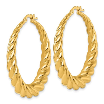 Herco 14K Polished and Twisted Graduated Round Hoop Earrings