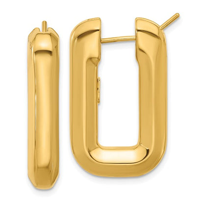 Herco 14K Polished Rectangle Hoop Earrings