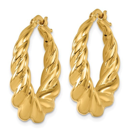 Herco 14K Polished and Twisted Graduated Round Hoop Earrings