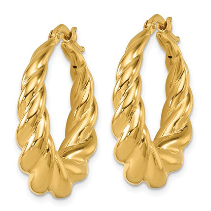 Herco 14K Polished and Twisted Graduated Round Hoop Earrings