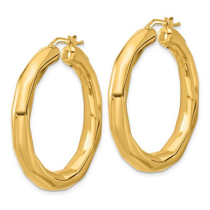 Herco 14K Polished Faceted Hoop Earrings