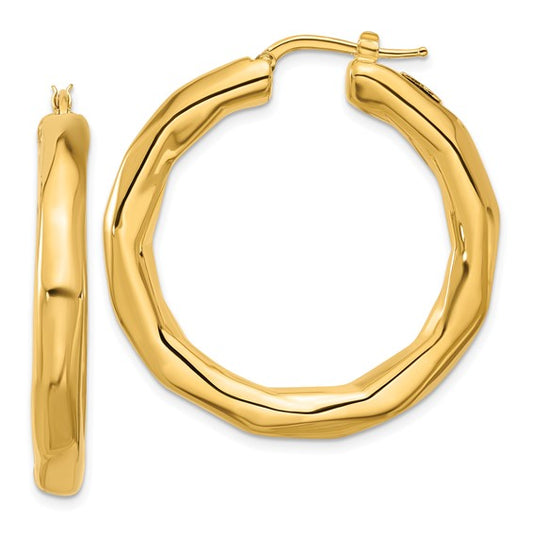 Herco 14K Polished Faceted Hoop Earrings