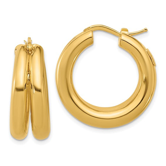 Herco 14K Polished Double Round Hoop Earrings