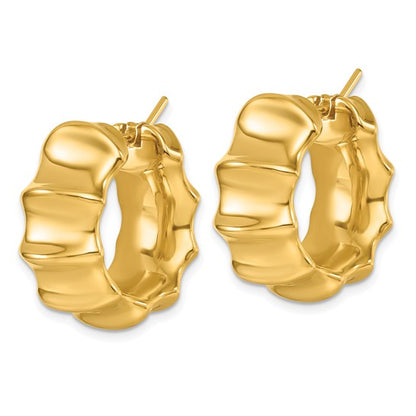Herco 14K Polished Bamboo Round Hoop Earrings