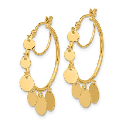 Herco 14K Polished Graduated Disc Small Hoop Earrings