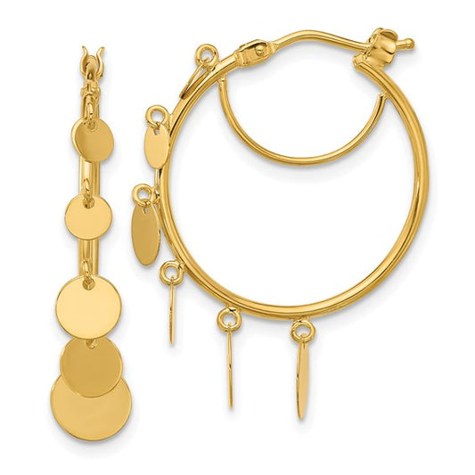 Herco 14K Polished Graduated Disc Small Hoop Earrings