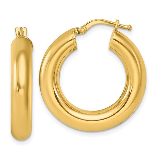 Herco 14K Polished Round Tube Hoop Earrings