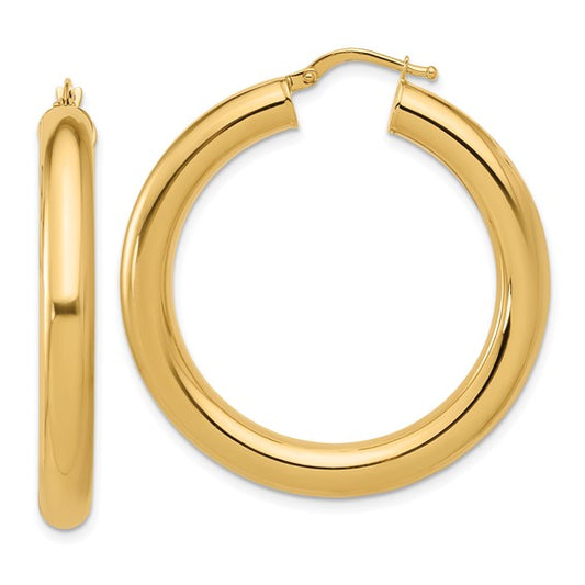 Herco 14K Polished Round Tube Hoop Earrings