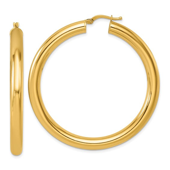 Herco 14K Polished Round Tube Hoop Earrings