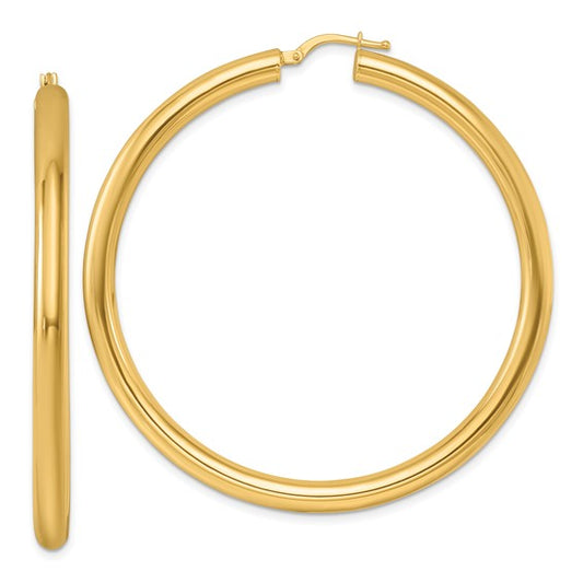 Herco 14K Polished Round Tube Hoop Earrings