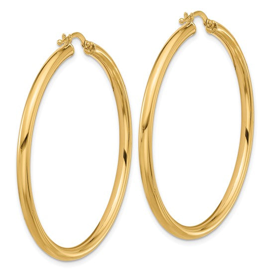 Herco 14K Polished Round Tube Hoop Earrings