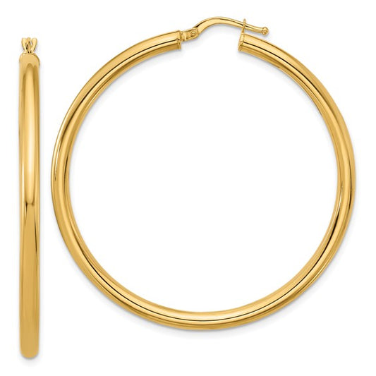 Herco 14K Polished Round Tube Hoop Earrings