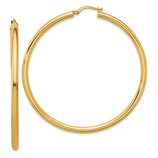 Herco 14K Polished Round Tube Hoop Earrings