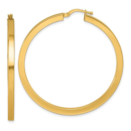 Herco 14K Polished Square Tube Hoop Earrings