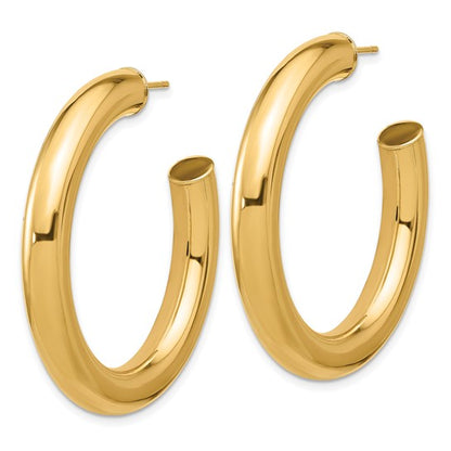 Herco 14K Polished Medium Round Tube Post C-Hoop Earrings