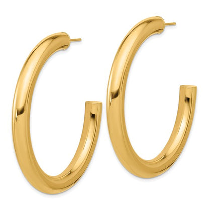 Herco 14K Polished Large Round Tube Post C-Hoop Earrings