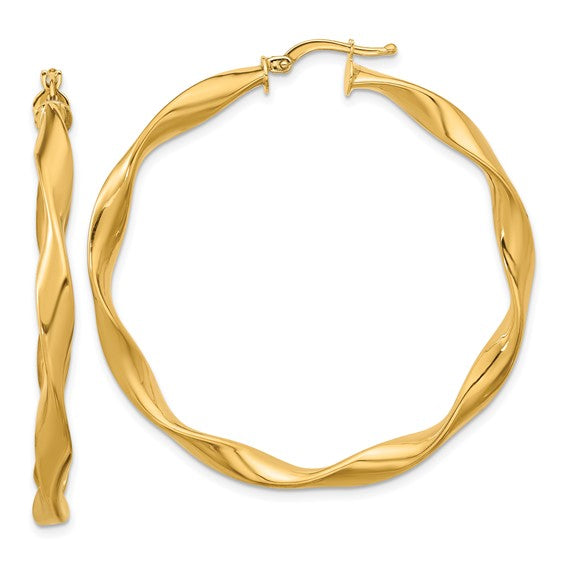 Herco 14K Polished Large Twisted Hoop Earrings