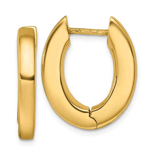 Herco 14K Polished 3.6mm Hinged Oval Hoop Earrings