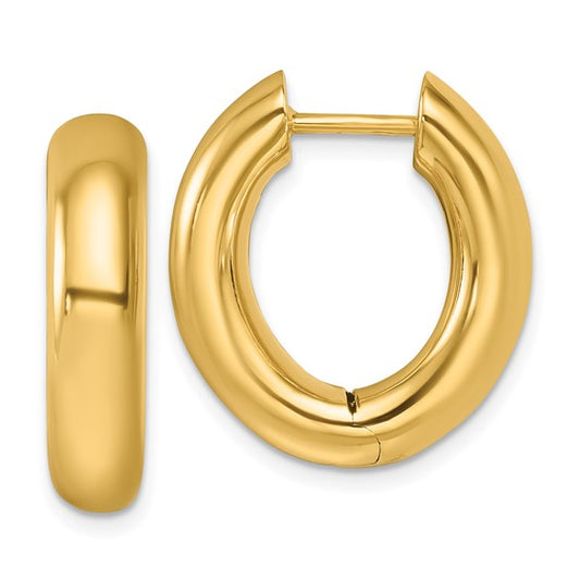 Herco 14K Polished 5.5mm Hinged Oval Hoop Earrings