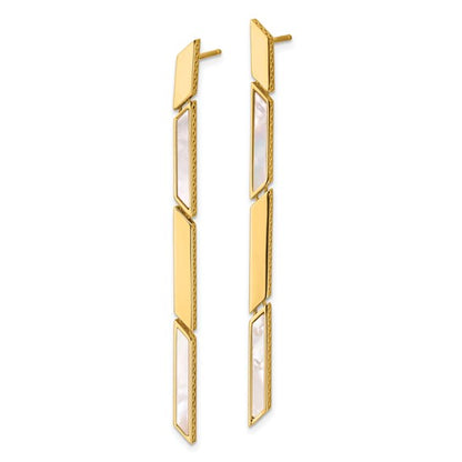 Herco 14K Polished Geometric Mother of Pearl Post Dangle Earrings