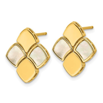 Herco 14K Polished and Satin Scalloped Mother of Pearl Post Dangle Earrings