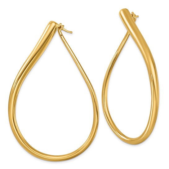 Herco 14K Polished Wavy Teardrop Hoop Earrings